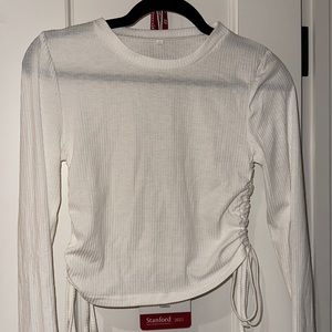 SHEIN Unity Drawstring Ruched Side Rib-knit Crop Tee